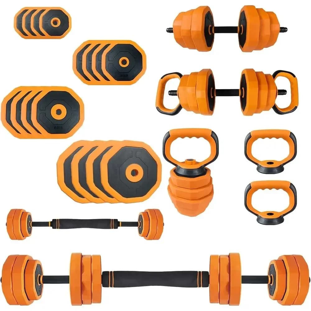 Set Palestra Domestica Regolabile 4-in-1 da 44/66/88 LBS - Manubri, Kettlebell, Bilanciere, Allenamento di Forza per un Workout Completo del Corpo