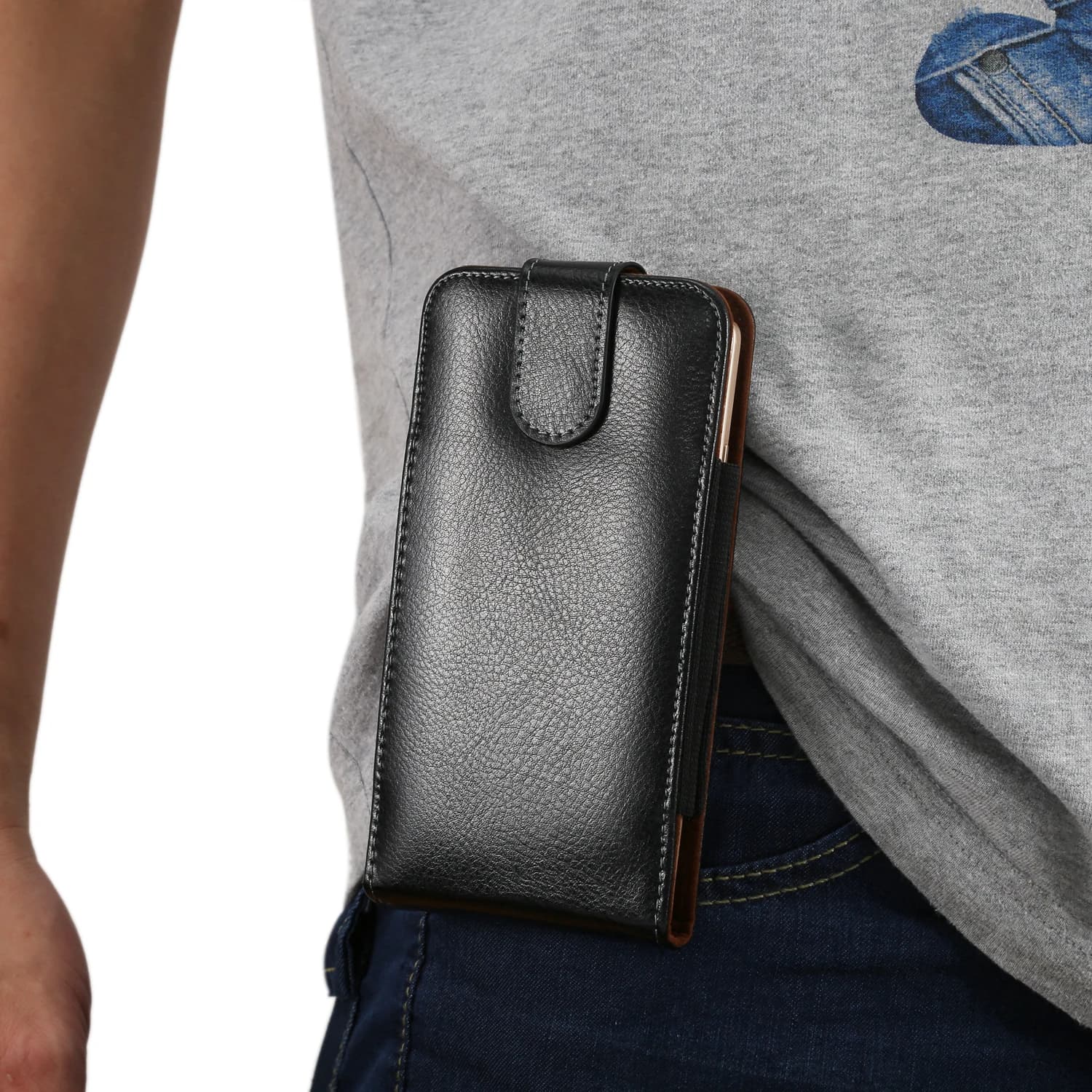 Marsupio da uomo con clip da cintura per telefono rotante in pelle di mucca per Xiaomi 14T 13T,Poco X6 X7 M6 M7 F6 F7 Pro 5G C75 C71 C65 Custodia per fondina
