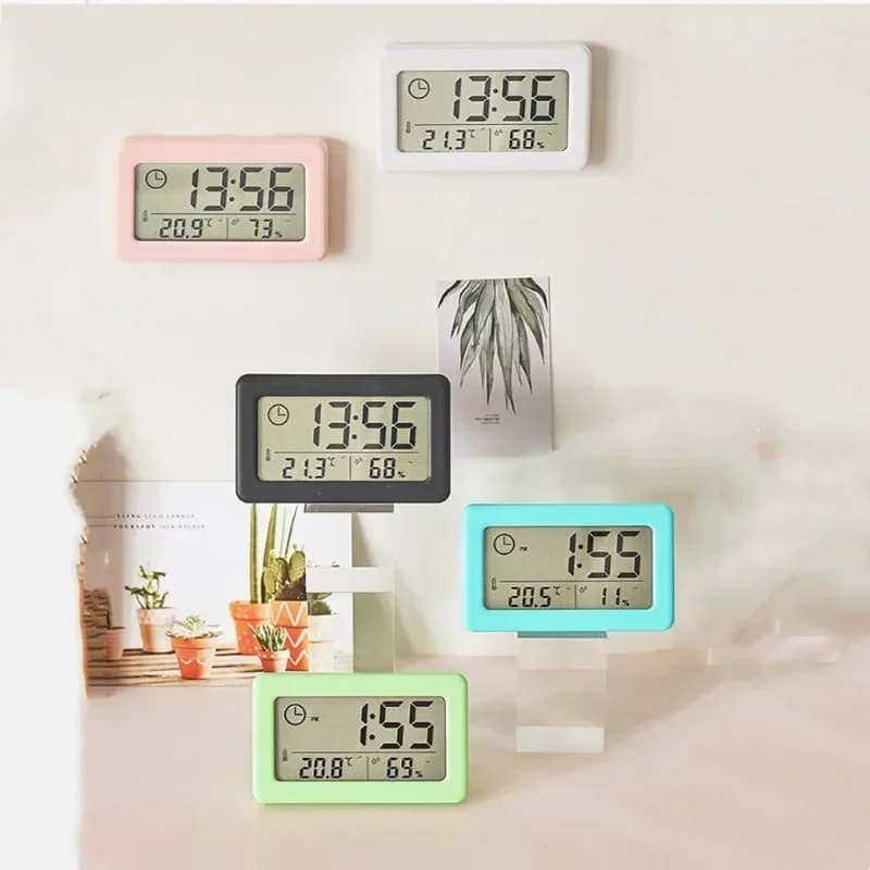 Digital watch igrometer Battery powered watch Portable 12/24 hour table clock. Thermometer for temperature and humidity Home