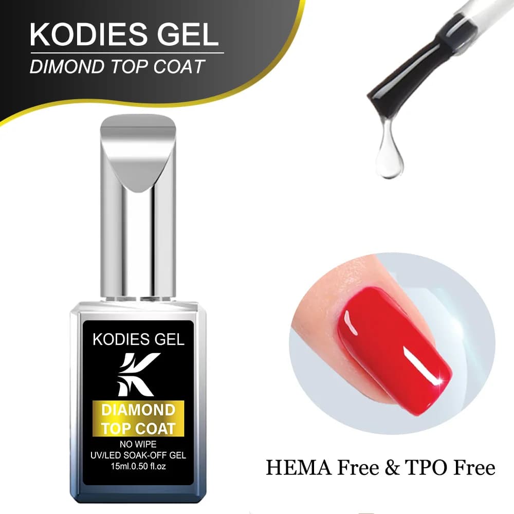 KODIES GEL Diamond Top Coat NUOVA Formula Resistenza ai graffi Top Coat No Wipe Gel UV Smalto per unghie Vernis Semi permanente UV Gellak