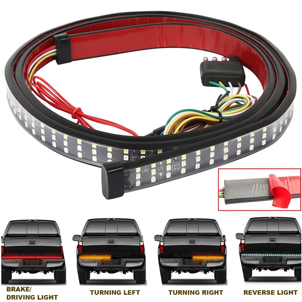 Triple Row LED Tailgate Light Strip Truck Tailgate Light Bar with Brake Reverse Sequential Turning Signals for Cars Pickup 12V