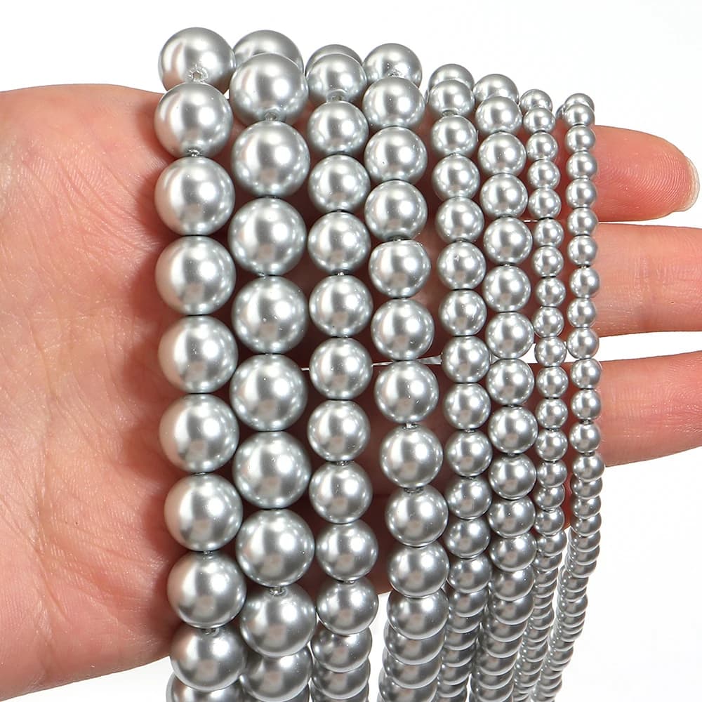1 Strand 4/6/8/10mm Gray Glass Imitation Pearl Beads Round Loose Spacer Beads For Jewelry Making DIY Bracelets Necklace Supplies