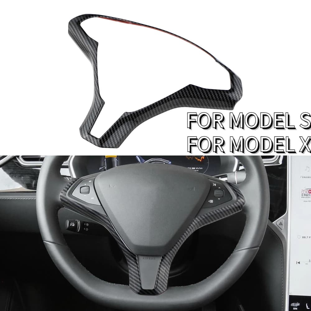 Adesivo per telaio del volante dell'auto in ABS per accessori per la copertura del rivestimento della decorazione del volante interno Tesla Model S Model X