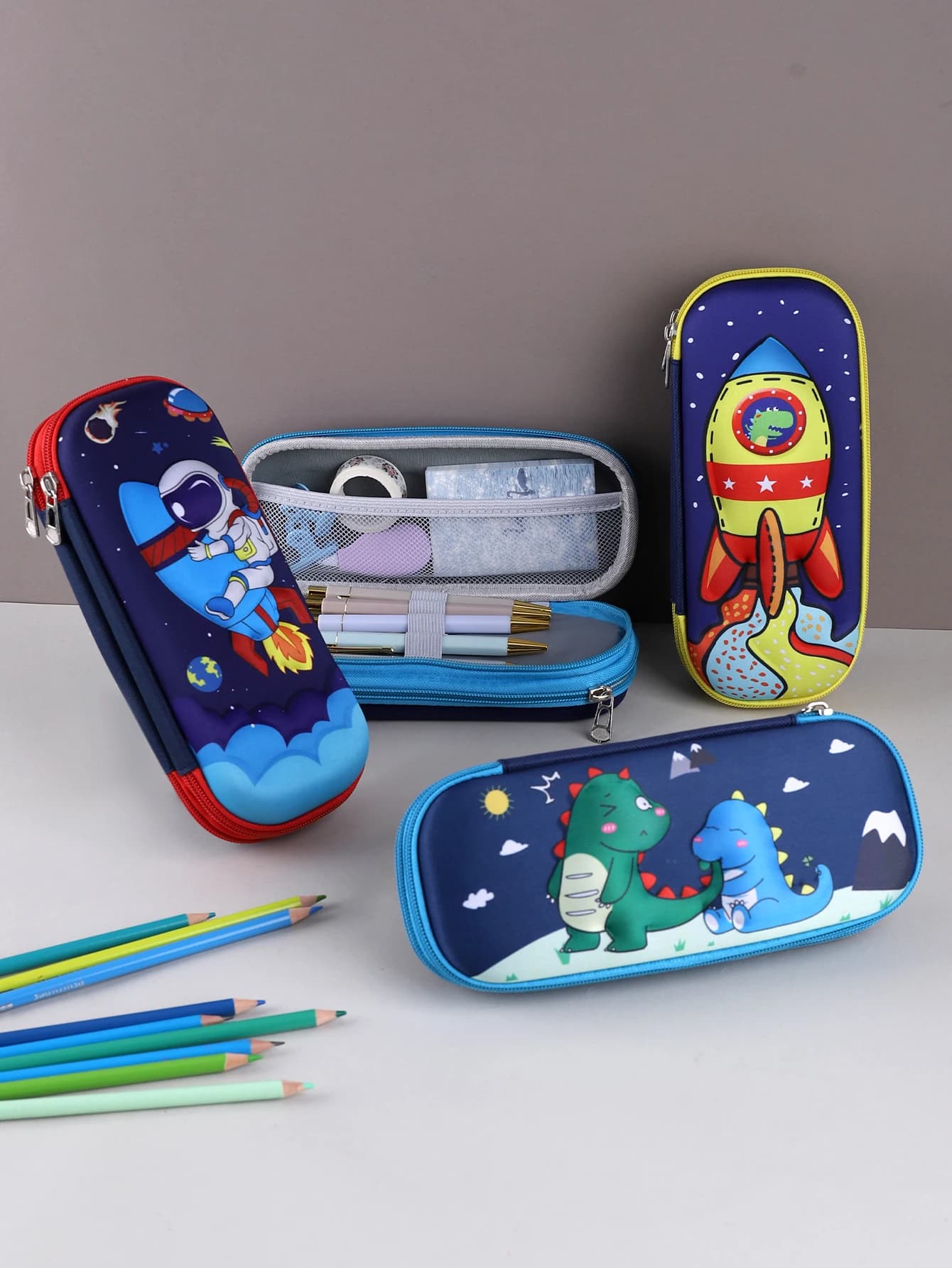 Astuccio per matite astronauta Astuccio tridimensionale Astuccio per cancelleria Kawaii Astuccio per cancelleria Astuccio per il ritorno a scuola