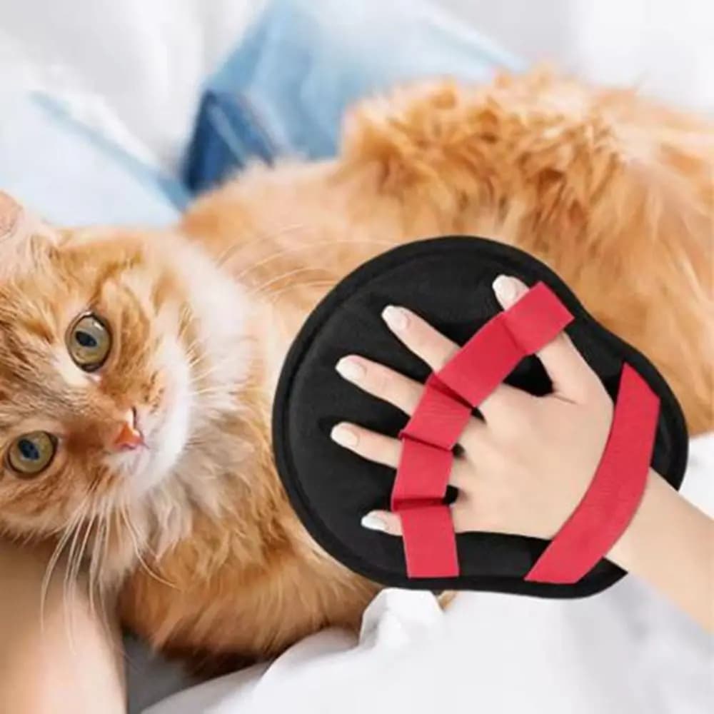 Guanto per la depilazione degli animali domestici in tessuto, riutilizzabile, appendibile, a 5 dita, con funzione di massaggio, guanti per la spargimento dei cuccioli a due vie
