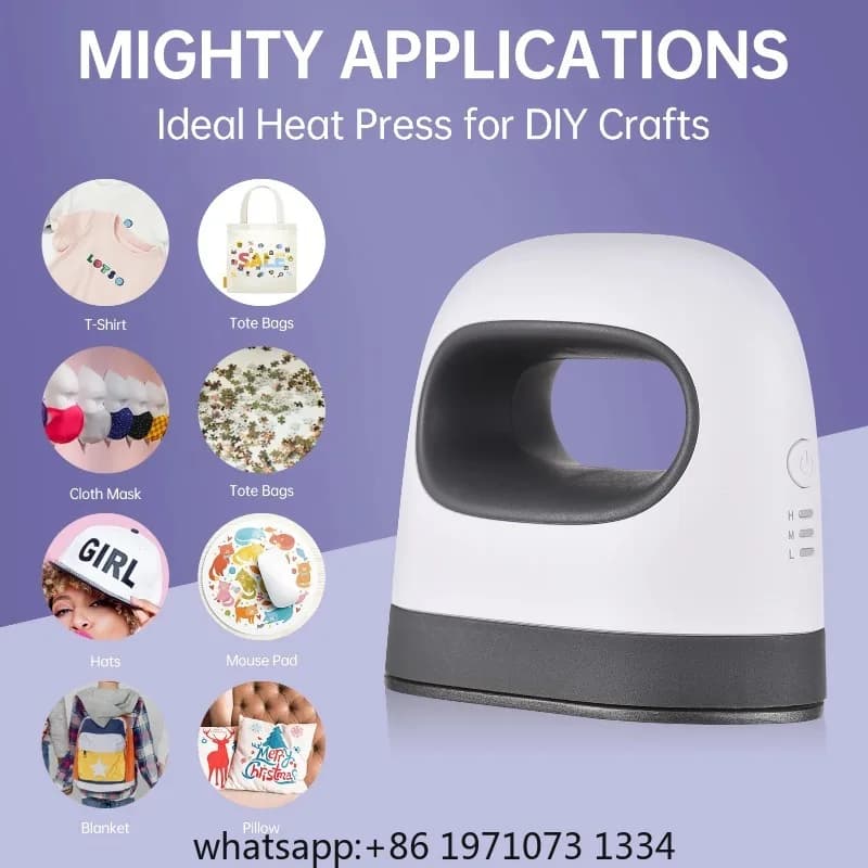 【HOT】Mini Heat Press Machine T-Shirt Printing Easy Heating Transfer Press Iron Machines for Clothes Bags Hats Pads Blanket