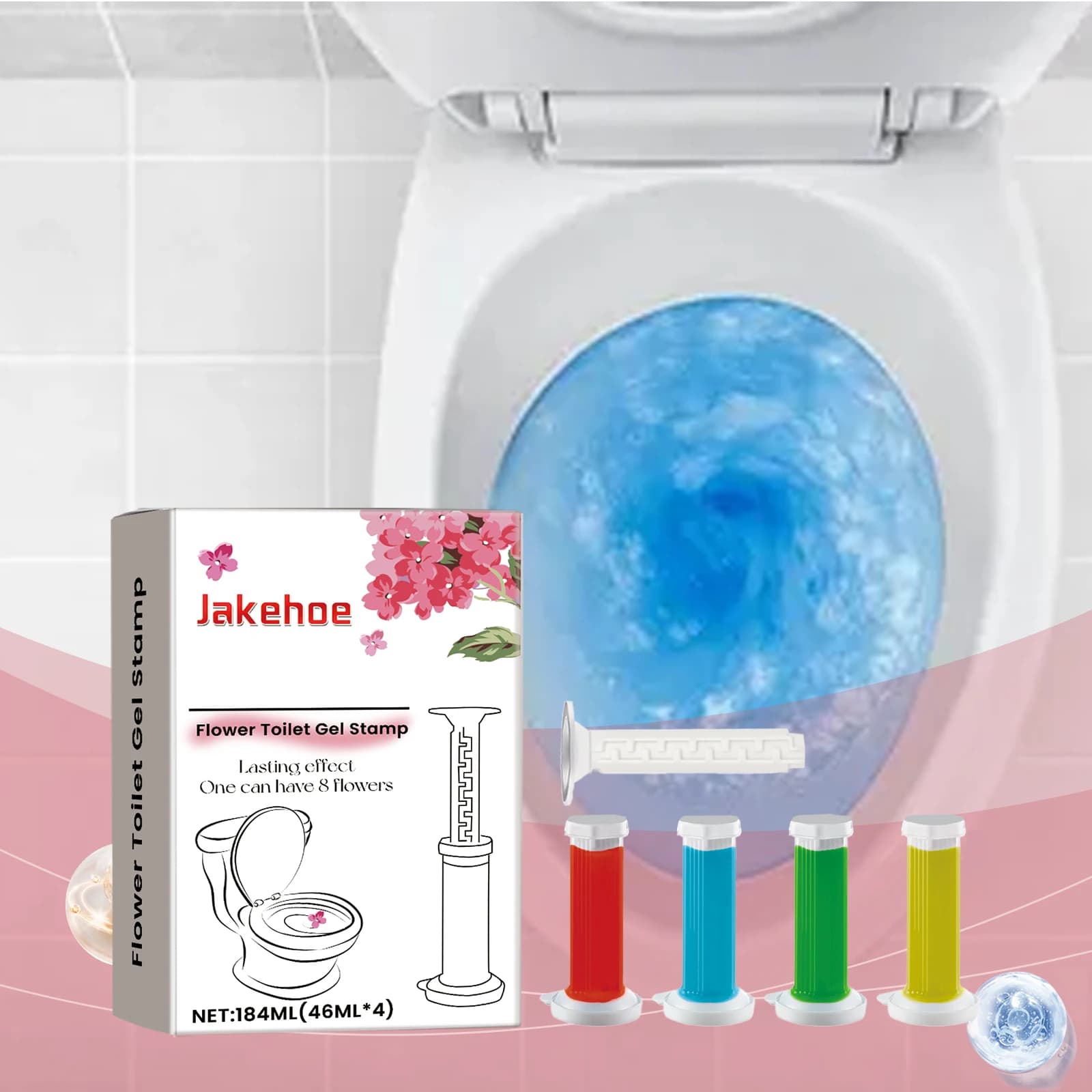 1 set di gel detergente per WC, fiore fresco, timbro in gel per WC, ferma calcare e macchie con profumo rinfrescante per l'aria, deodorante pulito