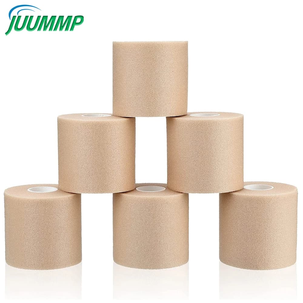 4 Rotoli di Benda in Schiuma, Protezioni per Gomito e Ginocchio, Pellicola in Schiuma, Sottofasciatura Sportiva, Pre-wrap per Nastro Atletico, Pellicola in Spugna per la Pelle, Autoadesiva Elastica