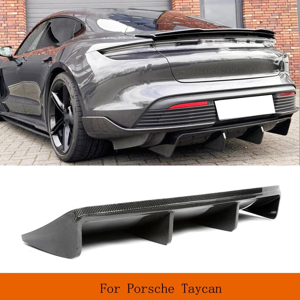 Auto Paraurti Posteriore Diffusore Labbro per Porsche Taycan Turbo S Berlina Reale In Fibra di Carbonio Auto Paraurti Spoiler Body Kit 2019-2024