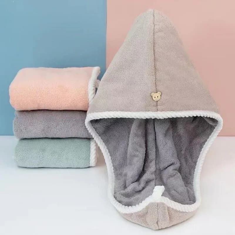 Asciugamano per capelli da donna, turbante per asciugatura rapida, in poliestere, cappello per bagno, tinta unita, super assorbente (1 pezzo)