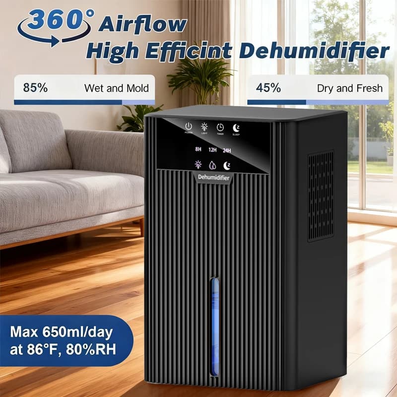 Deumidificatore domestico portatile per purificazione dell'aria Rimozione dell'umidità Strumento di deumidificazione antiumidità ad asciugatura compatta
