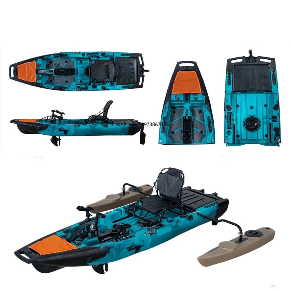 Kayak da Pesca Modulare Motorizzato in Due Pezzi, Barca in Plastica con Accessori e Pagaia per 1 Persona, 2025