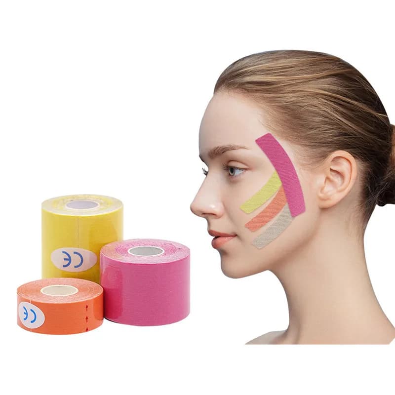 Nastro kinesiologico in cotone traspirante da 5 m Sport Rotolo elastico adesivo Bendaggio muscolare Nastri antirughe per il viso Nastri per il lifting del viso