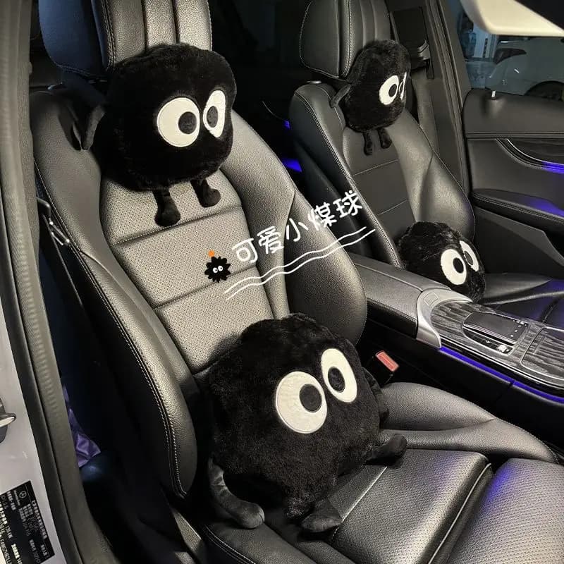 Cuscino per poggiatesta auto per bambini, a forma di pallina di carbone, per il sonno in auto