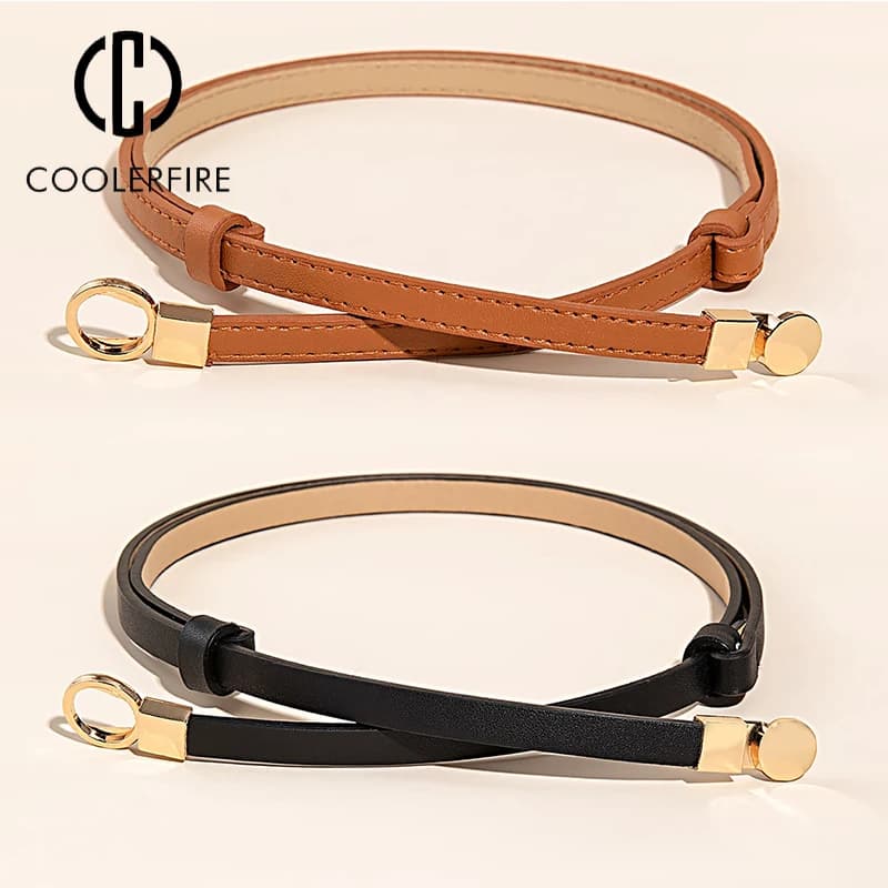 2 Pezzi Cintura da Donna, Cinture di Design per Abiti, Cinture alla Moda per la Vita, Cintura Nera e Marrone, Cintura Femminile per Abiti, Cintura da Donna in PU BF24
