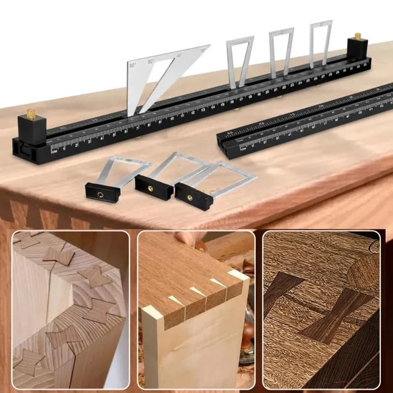 28Pcs Dovetail Marking Gauge Set Woodworking Dovetail Jig Template Precise Scribing Tool 1:5 1:8 Multi Ratio Tenon Layout Ruler