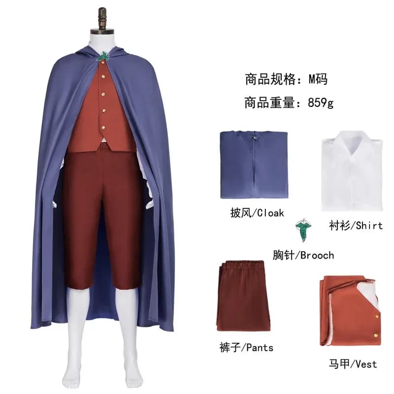 Anime Movie Halloween Carnevale Cosplay Frodo Baggins Costume Vestiti per adulti;2,c'4,h.
