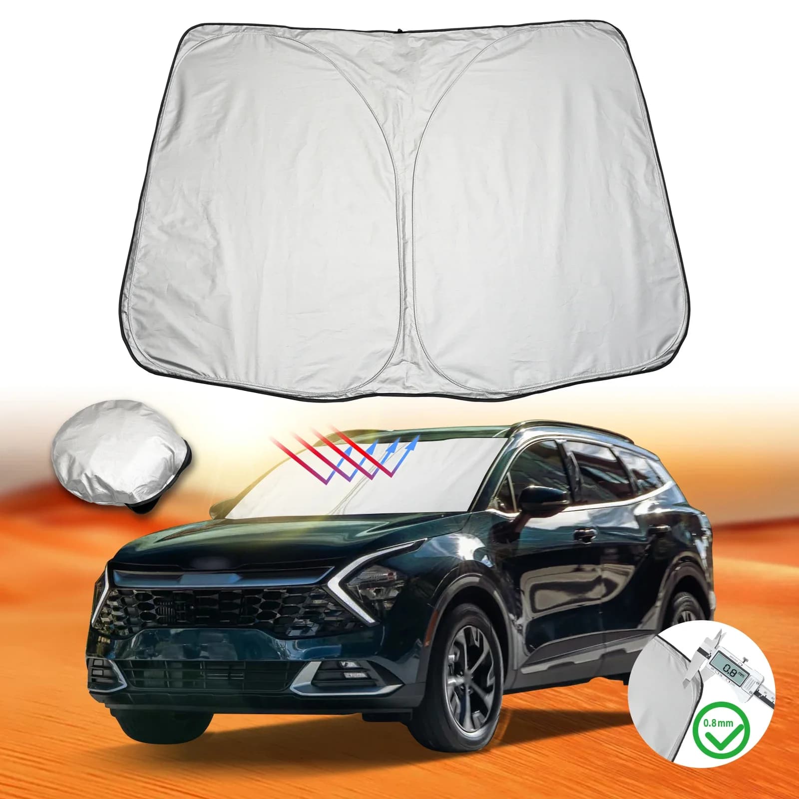 Parabrezza per auto, tutti i modelli, copertura parasole comune per finestrino anteriore, accessorio sportivo protettivo esterno argento