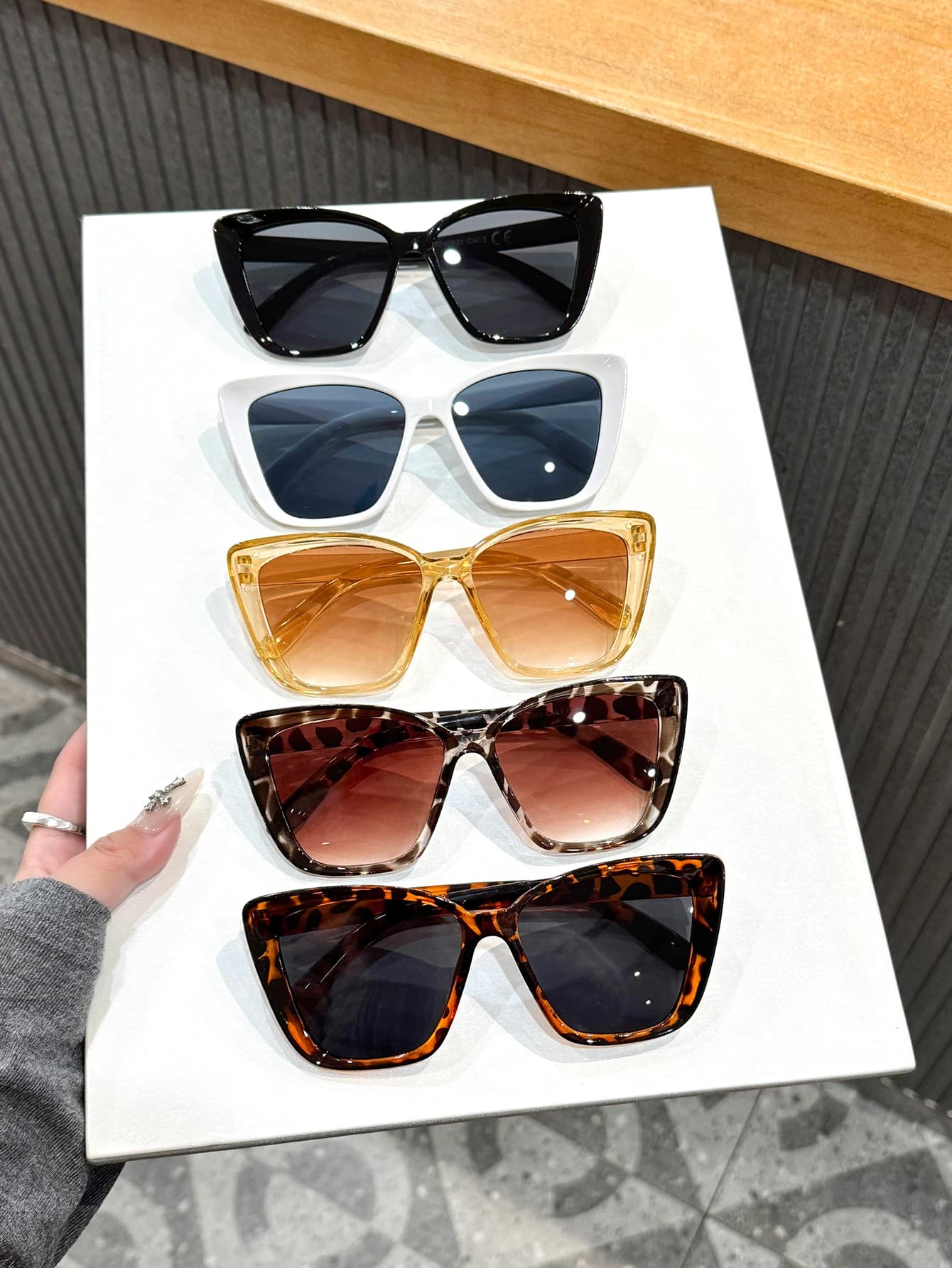 5 paia di occhiali da sole Cat Eye alla moda per donna, montatura quadrata oversize, protezione UV, occhiali da sole vintage in stile lusso