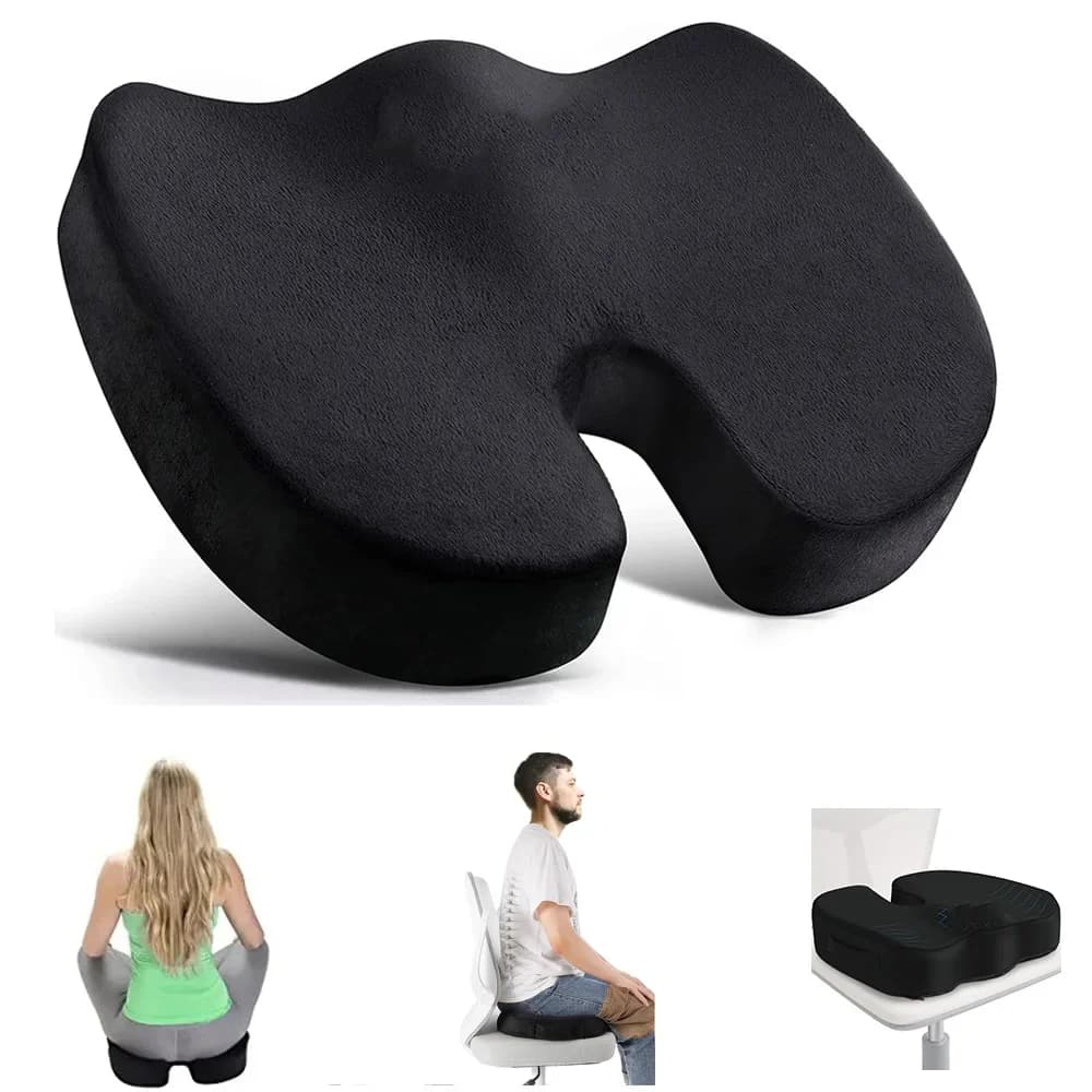 Cuscino per sedile da viaggio Cuscino a forma di U in memory foam per cuscino per sedia Cuscino per auto Supporto per fianchi da ufficio Massaggio Cuscino ortopedico
