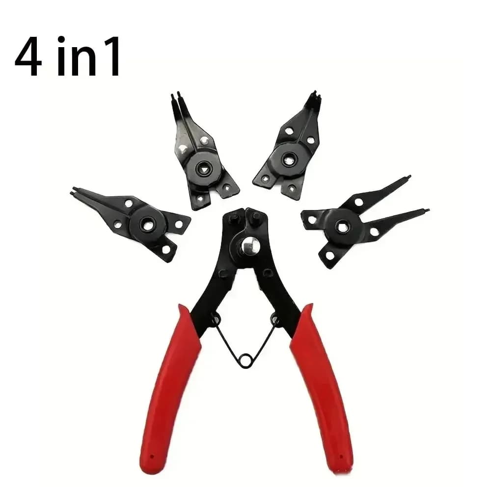 Multifunctional 4 In 1 Circlip Pliers Set Snap Ring Pliers Multi Crimp Removable Plier Head Retaining Circlip Pliers Hand Tools