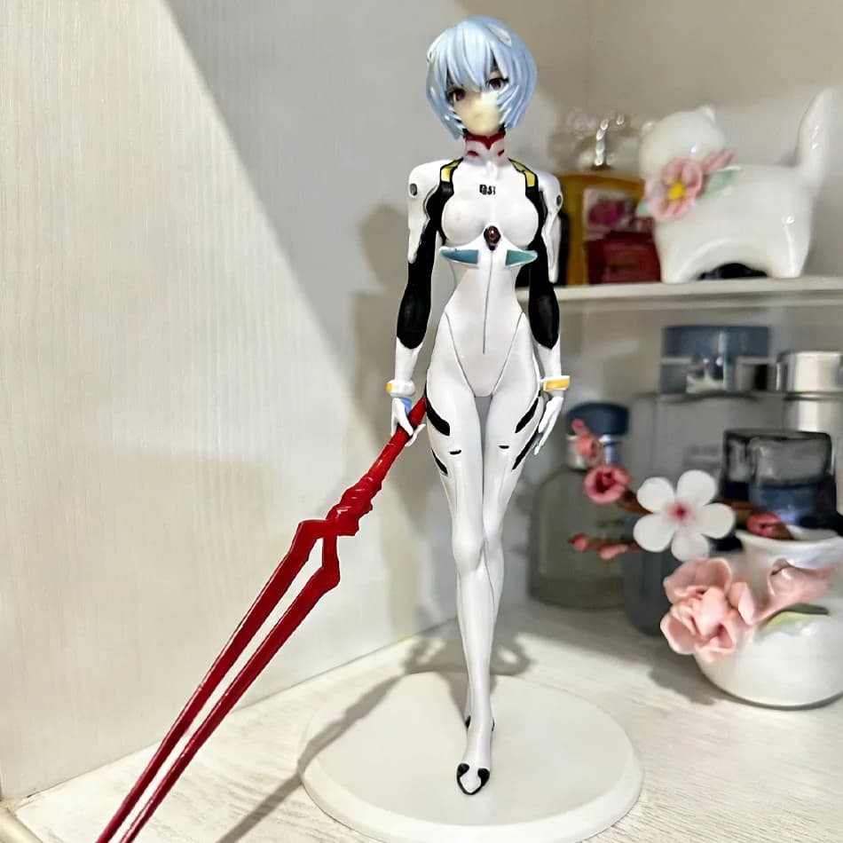 23cm Rei Ayanami Action Figure with Spear of Longinus EVA Neon Genesis Evangelion Anime Collectible Model Toy Gift for Fans