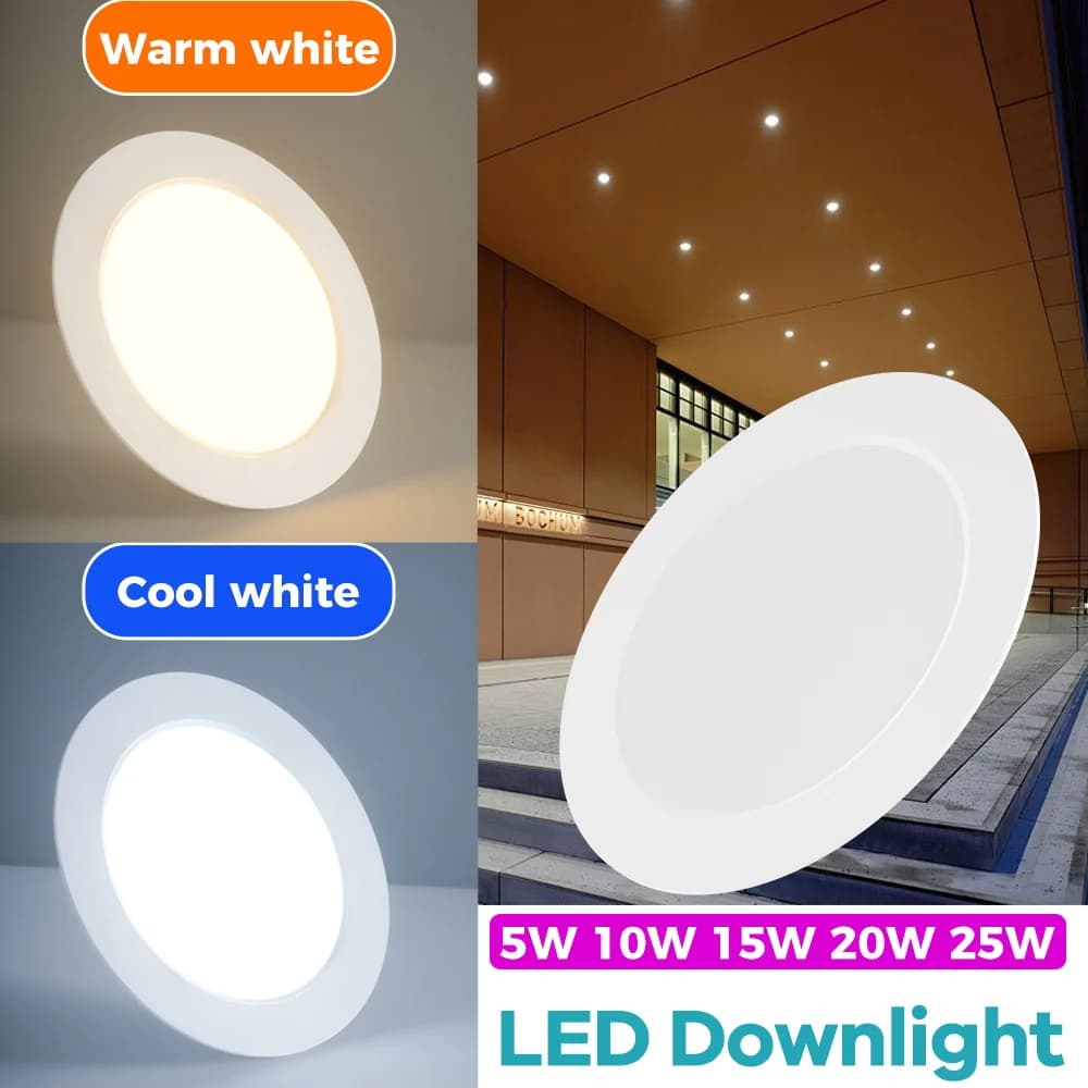 Faretto LED Ultra Sottile da Incasso, Lampada da Soffitto AC220V, Pannello Rotondo, Illuminazione Interna per Casa e Armadio