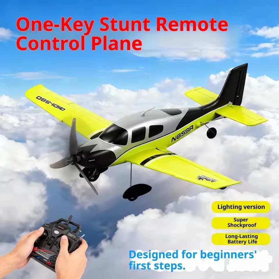 NUOVO Aeromodello Telecomandato a 4 Canali con Motore Brushless 1504, Aliante RC ad Ala Fissa, Giocattolo con Auto-Bilanciamento e Luci