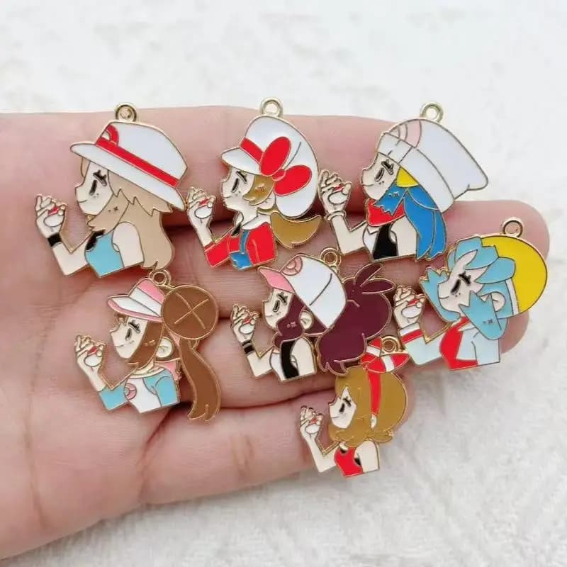 10pcs Cartoon Girl Drip Oil Alloy DIY Accessories Bracelet Necklace Keychain Pendant Accessories