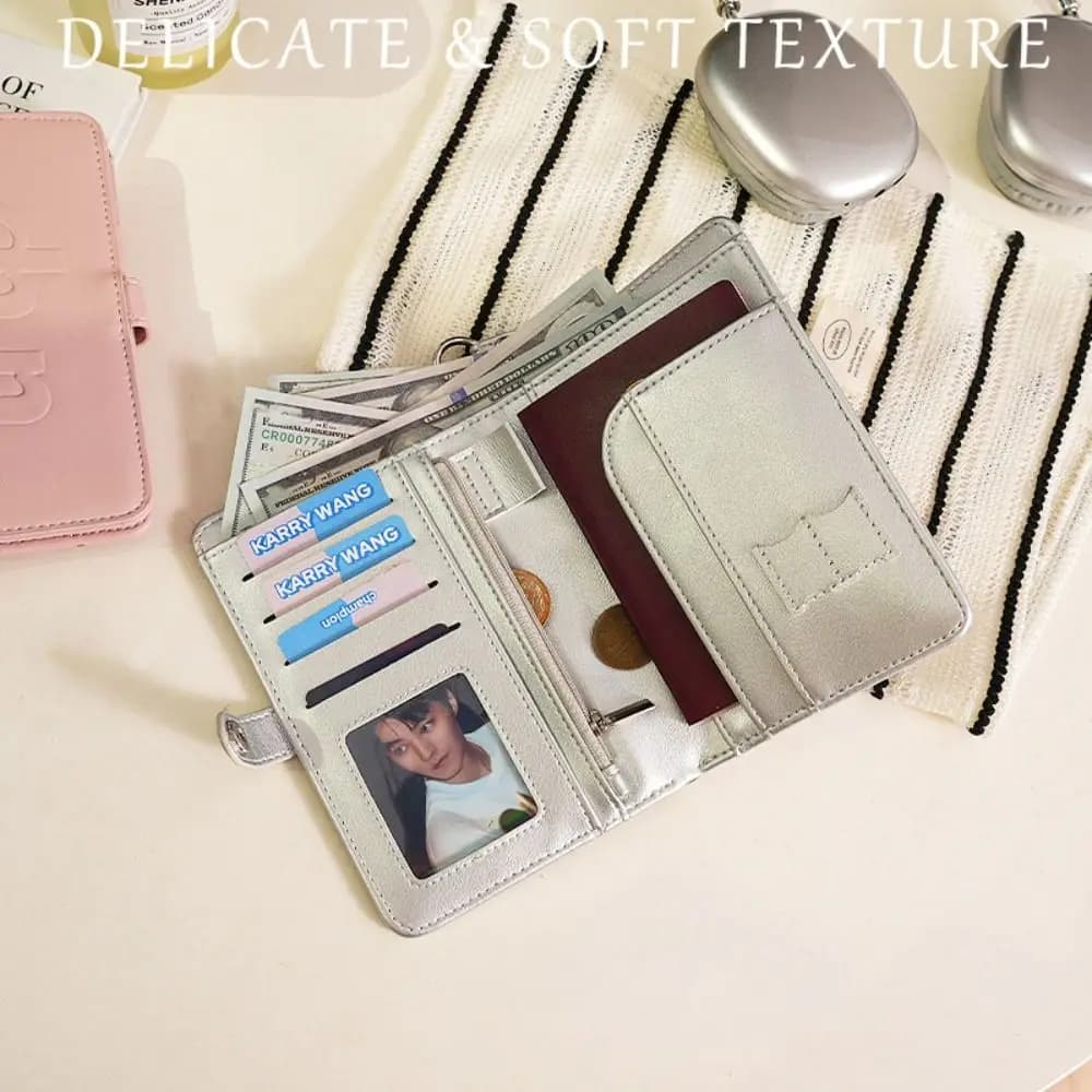 Card Holder PU Passport Bag Hanging Rope Passport Cover Passport Clip Multifunctional Airplane Check-in Travel Wallet