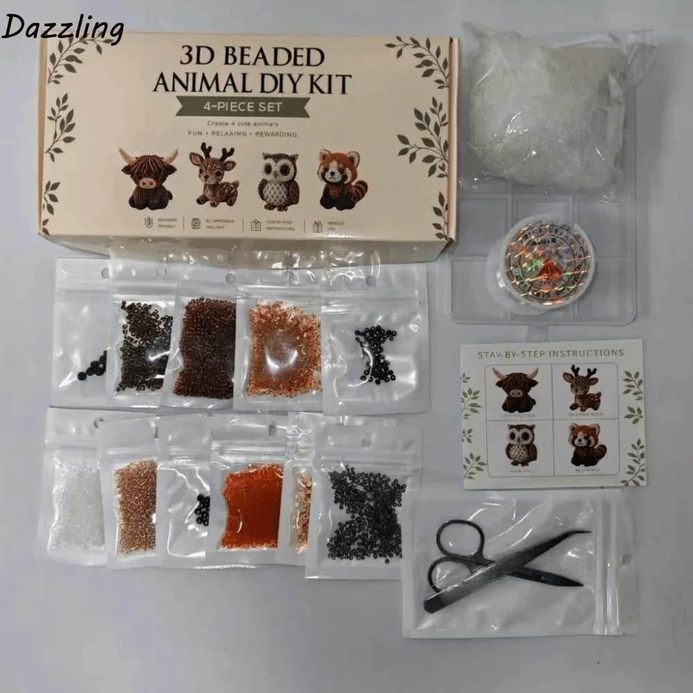 Cute Handmade DIY Animal Bead Embroidery Kit Colorful Mini Beadwork Art Craft Set Tiny Educational Animal Crafting Set For Kids