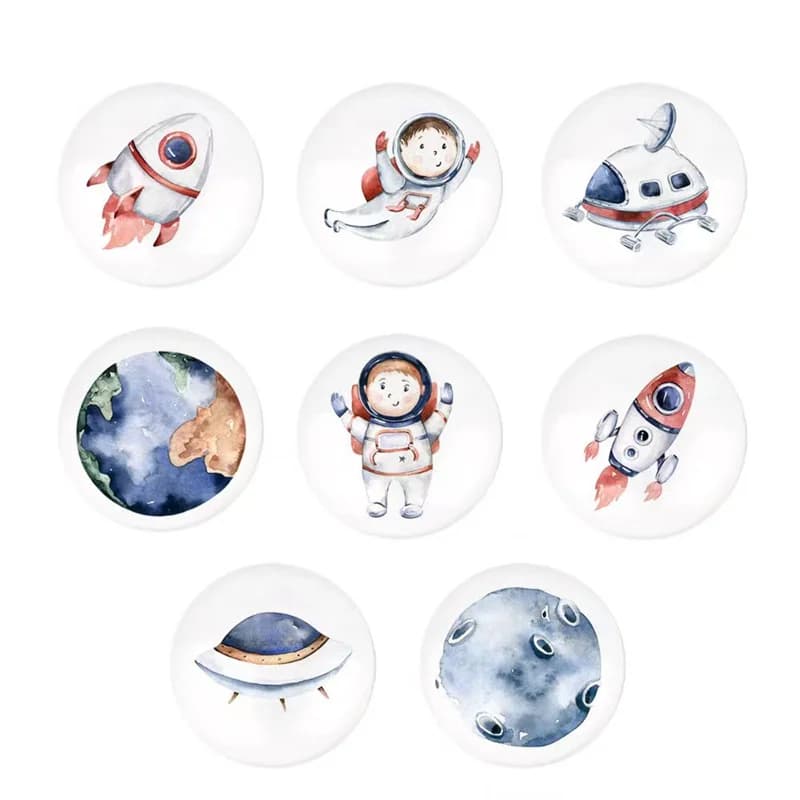 Maniglia per mobili in ceramica rotonda da 38 mm Manopola per cassetto Spazio Astronauta Maniglie per porte dell'armadio Maniglie per armadio guardaroba Fai da te