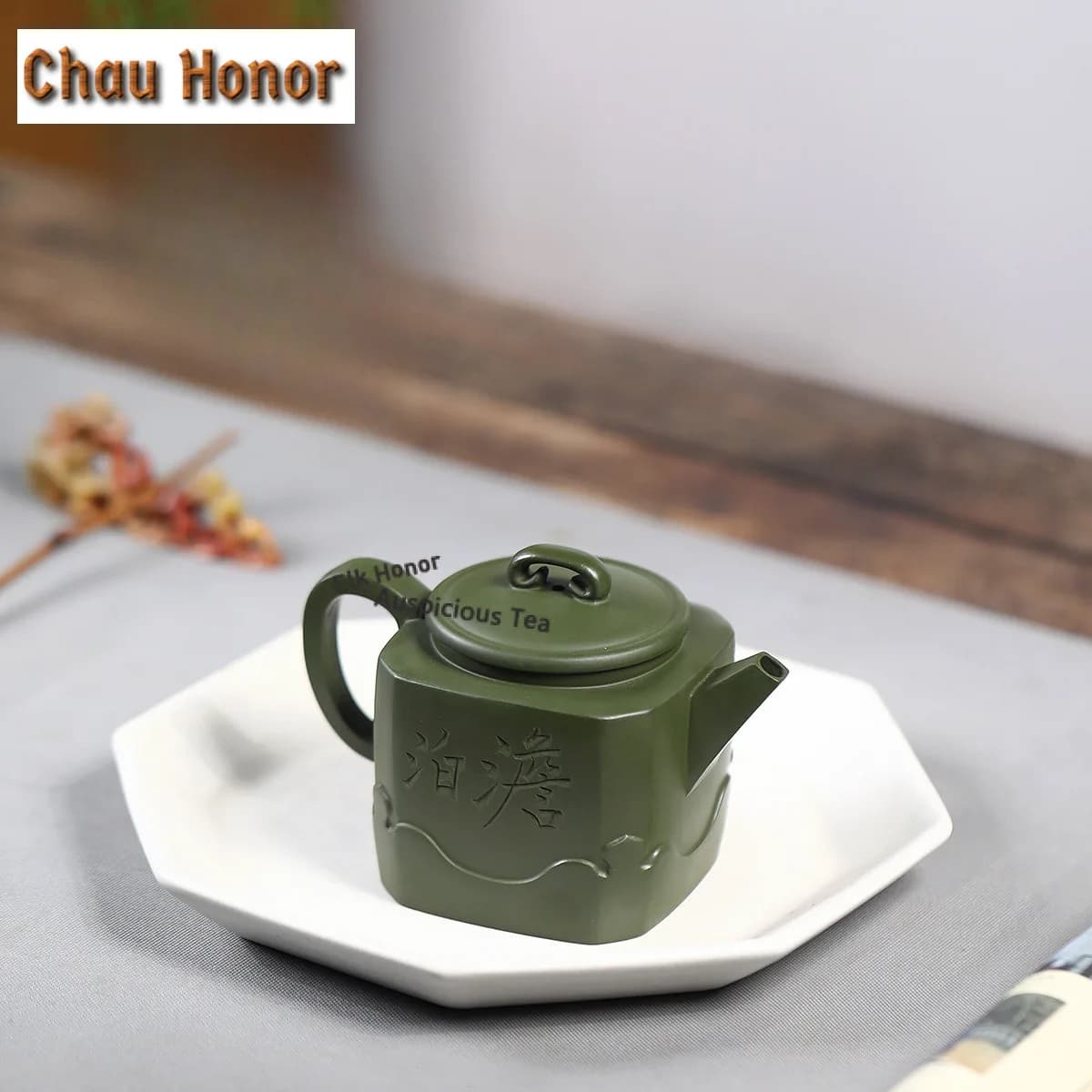 280ml Vintage Yixing Purple Clay Teapots Handmade Calligraphy Painting Pot Raw Ore Bean Paste Green Mud Kettle Zisha Tea Set