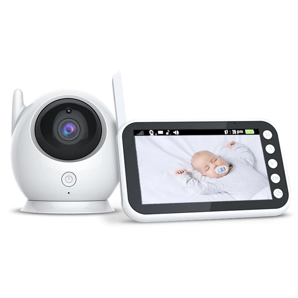 Baby monitor digitale con riproduzione di musica, interfono bidirezionale, visione notturna e monitoraggio della temperatura ambiente