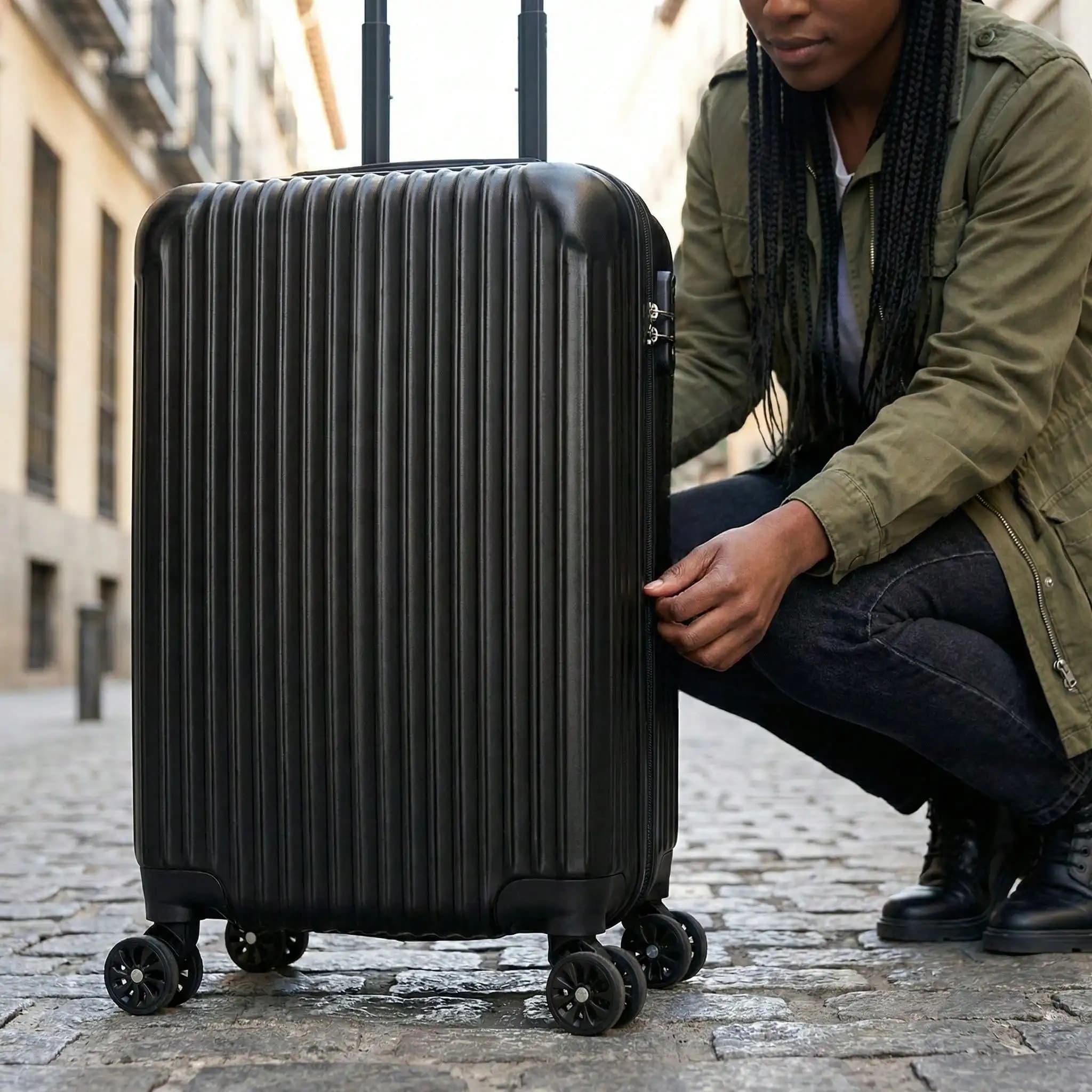 20-Inch ABS Hard-Shell Carry-On Suitcase, Silent Swivel Wheels For 360° Rotation, Patchwork Pattern For Durability And Impact Resistance – The Best Choice For Business Trips Or Travel. Black. Luggage Suitcase Trolley Suitcase Travel Luggage Suitcases