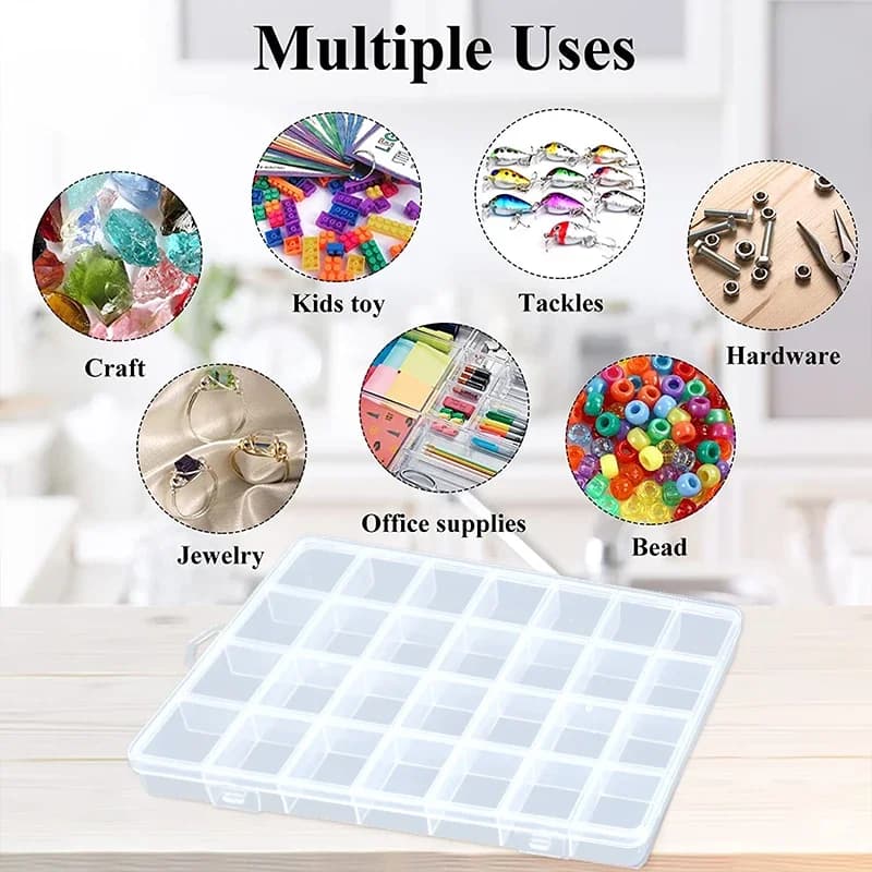 Plastic Organizer Storage Box Container Jewelry Box with Adjustable Dividers for Beads Art DIY Crafts Jewelry Fishing Tackles