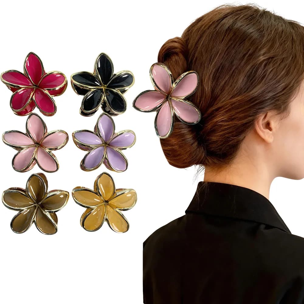 3 fermagli per capelli a forma di fiore da donna, adatti per accessori per capelli in stile hawaiano, design elegante, acconciatura alla moda