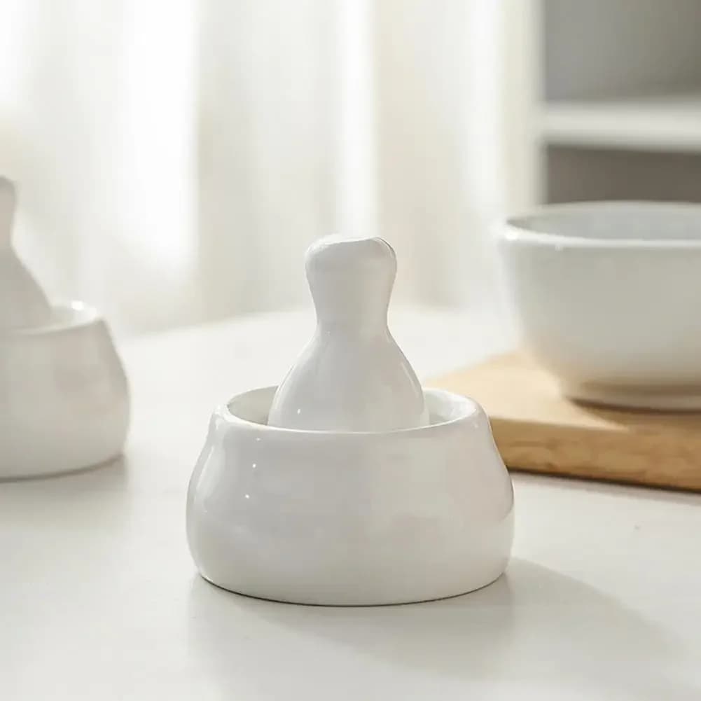 Set di Ciotole per Macinare Alimenti, Ciotola in Ceramica per Macinare Spezie ed Erbe, Accessorio Essenziale per la Cucina, Trituratore di Erbe Durevole, Frantumatore di Pillole