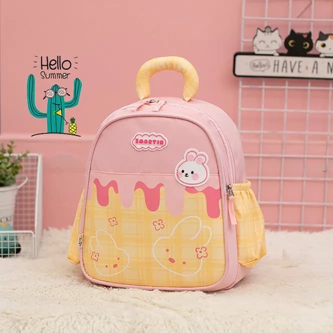 Zaino per bambini con coniglio cartone animato per ragazzo Zaino a quadretti con lettera carina per bambini Borse per il ritorno a scuola Borsa firmata Zaini per bambini Sac