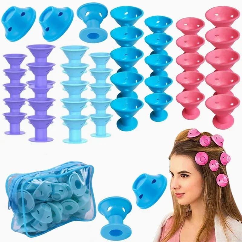 20 pieces soft rubber curlers silicone curlers without heat clip no wounded bigodini hairdresser tools for hair styling diy