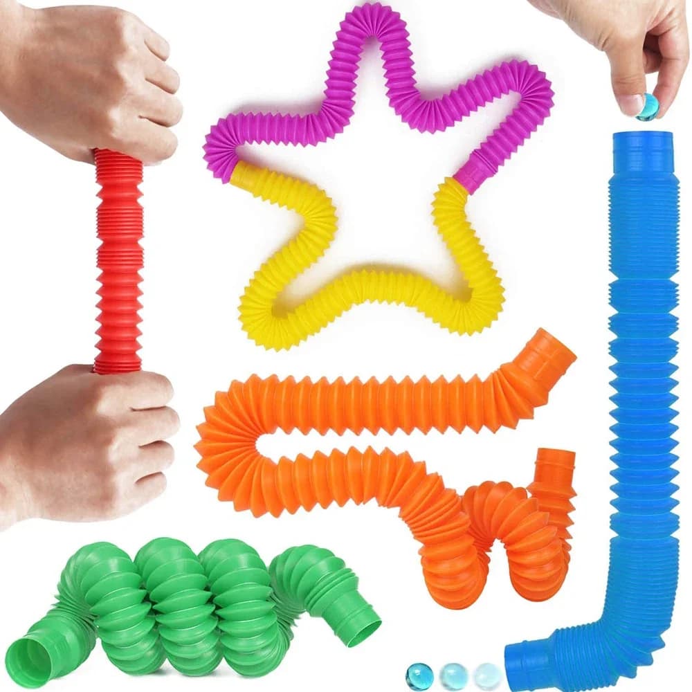 Set di 8 Grandi Tubi Pop, Giocattoli Antistress, Tubi Sensoriali Estensibili da 1,9 cm per Alleviare Stress e Ansia, Divertenti Giocattoli per Bambini, Adulti e Ragazzi