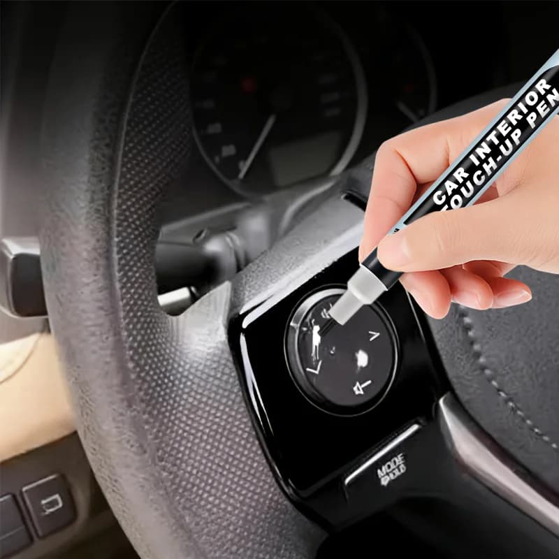 Car Function Button Touch-Up Pen - Interior Repair Pen, Suitable for Scratch Treatment on Black Plastic Steering Wheels, Dashboards, and Center Consoles, Plastic Surface Refurbishment and Correction, Professional-Grade Durable Paint, Fade Restoration, Scratch Repair