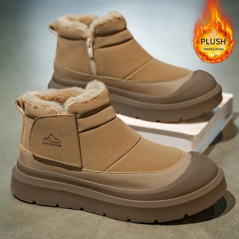 Nuovi stivali da neve impermeabili invernali da uomo, fodera in caldo pile, scarpe di cotone ispessito, stivali da lavoro alti da uomo