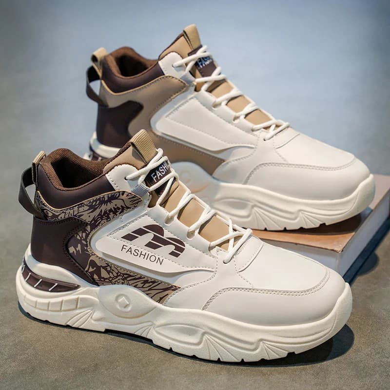 Scarpe da ginnastica alte da uomo in pelle PU comode moda sportiva da uomo Scarpe da corsa da uomo firmate Calzature da strada per marea all'aperto