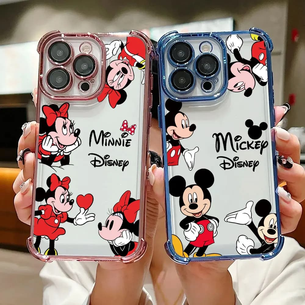 Custodia Antiurto Disney Mickey Minnie Mouse Stitch per iPhone 17 Air 16 15 14 11 12 13 Pro Max 16e 17E 15 Plus