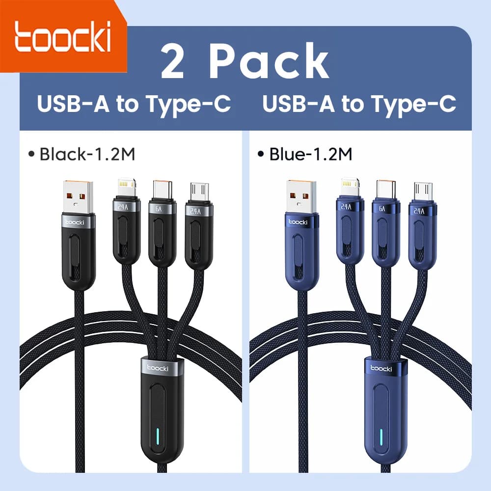 Toocki 2 pz 6A 3in1 Cavo di Ricarica Veloce USB Tipo C Tipo-C Cavo Del Telefono Mobile per iPhone X Xiaomi Oneplus Realme Micro Cavi USB