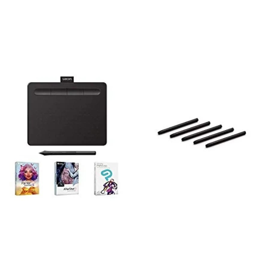 Tavoletta grafica Intuos con 3 software bonus inclusi, 7,9"x 6,3" nera, pennini standard CTL4100 e ACK20001