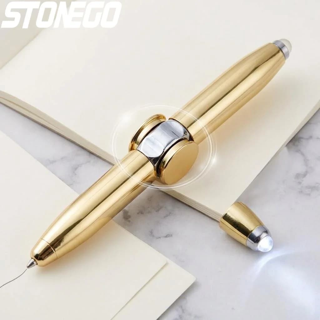 Penna Antistress Giroscopica Fidget Spinner, Sfera Luminosa Decompressiva, Strumento di Scrittura Multifunzionale, Forniture per Ufficio ed Educazione
