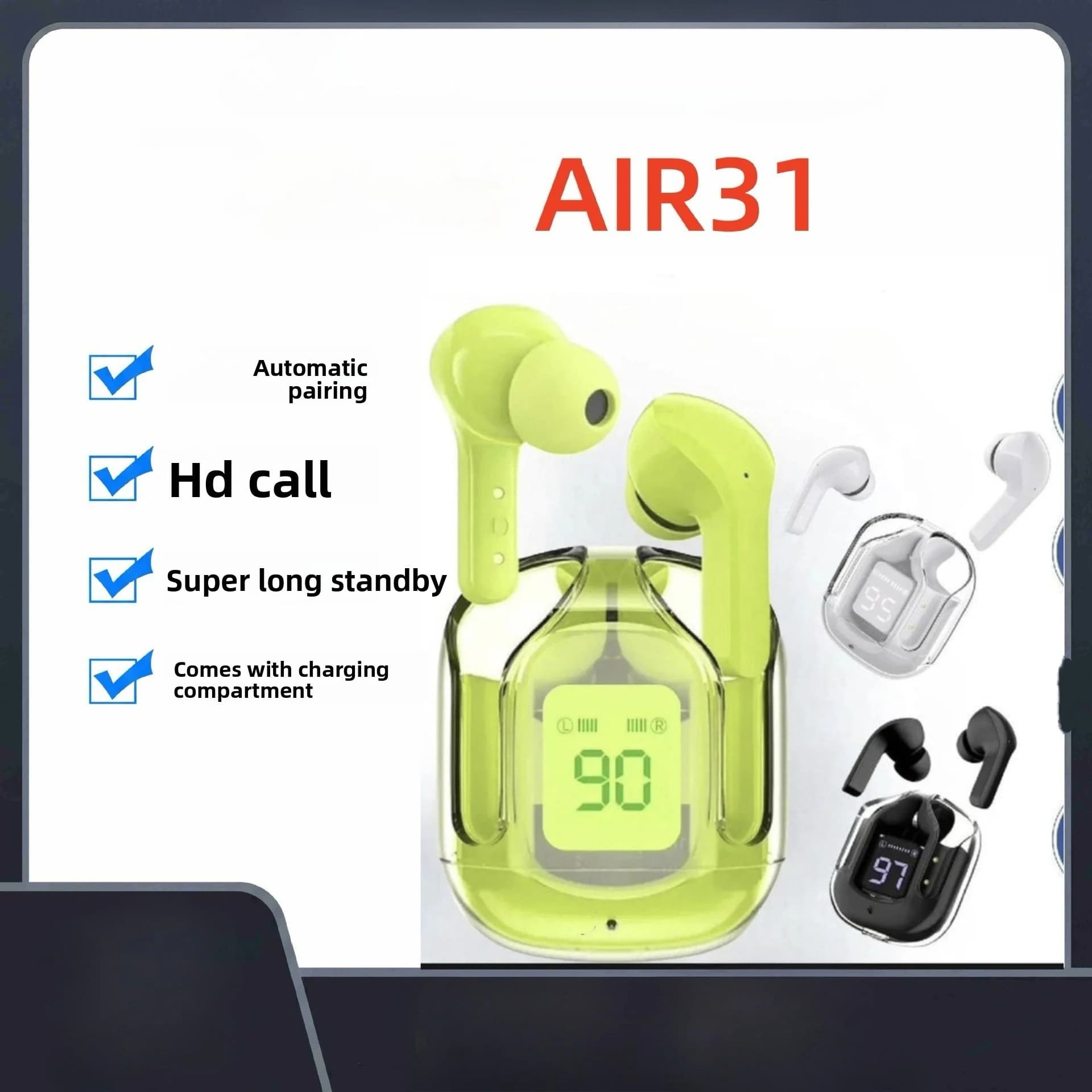 TWS LED 150mAh Power Digital Display Headset Wireless Headphones Power Digital Display Stereo Sound Earphones for Smartphones