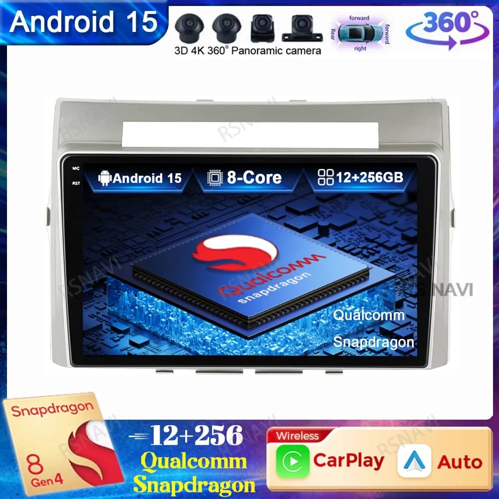 Android 15 Autoradio per Toyota Corolla Verso AR10 2004-2009 Viedo QLED 5G WIFI GPS BT DVD Wireless Carplay Auto Qualcomm
